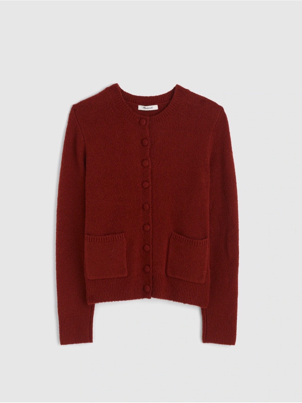 Madewell Patch-Pocket Cotton-Blend Cardigan - Deep Rust - Size Medium